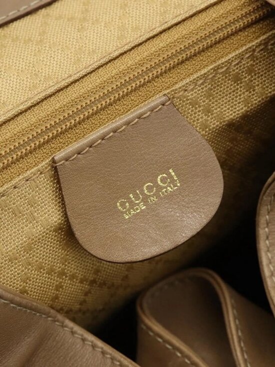 GUCCI Bamboo Backpack Leather Beige Gold 003 1998 0016 Auth main image 9